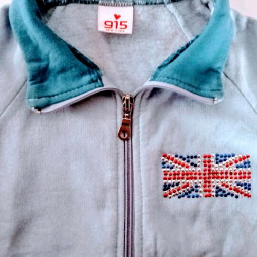 Children's Cotton Jacket Turquoise Like New Size 146-152 with England Flag