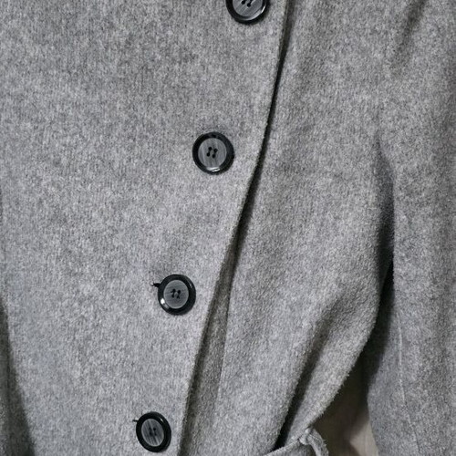Gray coat with buttons and belt like new