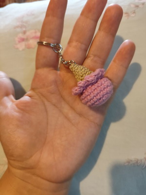 Ice Cream Keychain new, strawberry flavor, beige and pink