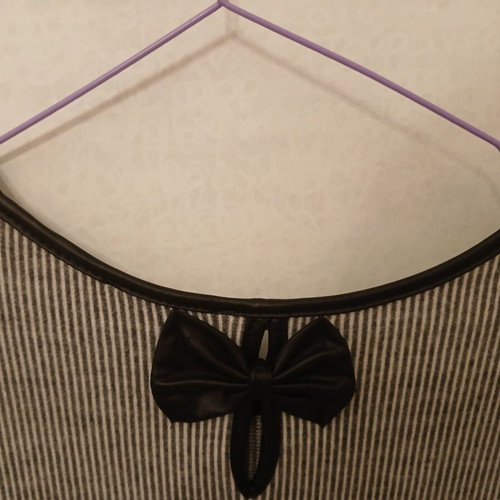 Attrattivo striped knit dress with faux leather details and bow, like new