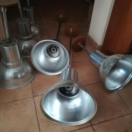 Professional pendant lamps used, set of 6, stainless steel