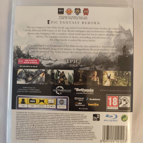 The Elder Scrolls V: Skyrim PS3 game like new