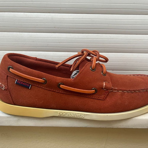 Sebago Docksides orange suede leather shoes size 44 new