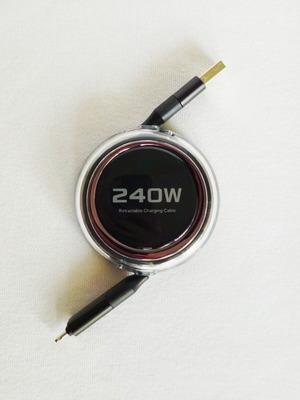 Retractable Charging Cable 240W 1m used, USB-C USB-A Lightning