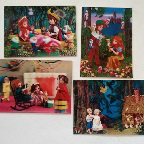 Vintage 3D postcards from 70s-80s fairy tales, new condition