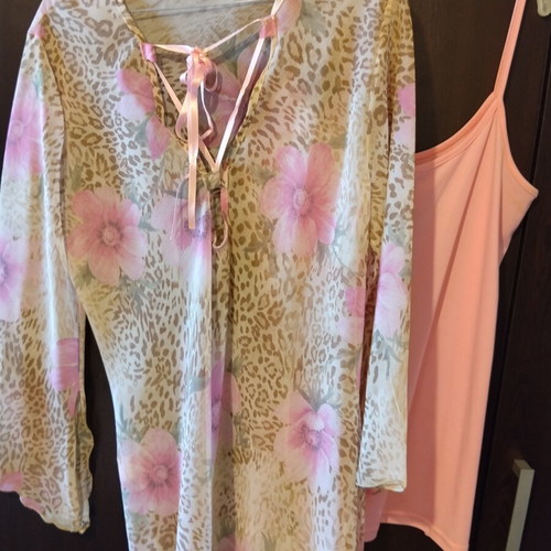Mat floral tunic set 80cm with pink top