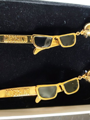 Moschino H&M Statement Earrings New, Gold Tone