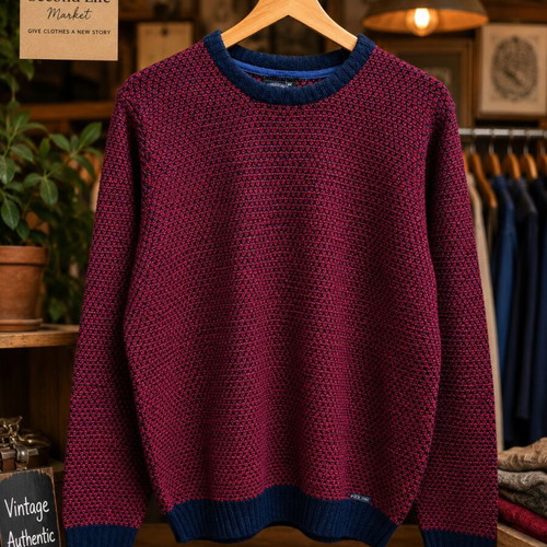 Menswear sweater burgundy and blue like new, size M