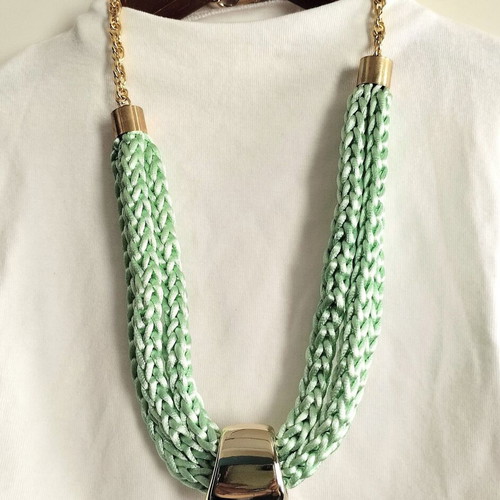 Chunky pistachio green statement necklace handmade