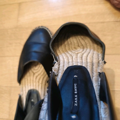 Zara slingback espadrilles size 38 used, black faux leather