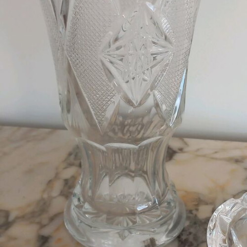 Bohemian crystal vase with ashtray like new