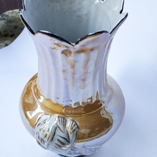 Vintage decorative vase Art Nouveau with iridescent finish like new
