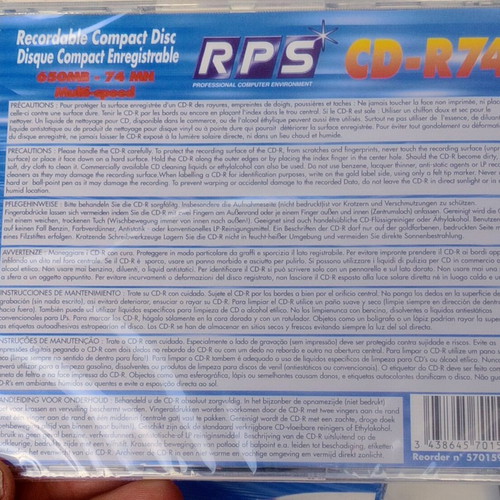 RPS CD-R 74 minutes pack of 10 new, 650 MB, multi-speed 48x