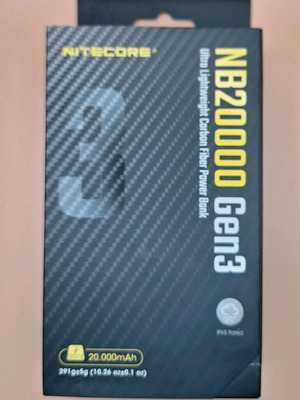 Nitecore NB20000 Gen3 power bank από ανθρακονήματα, 20.000mAh