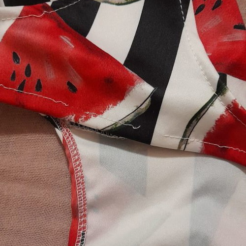 One-piece swimsuit with watermelon print