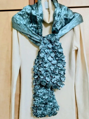 Beautiful pashmina scarf in mint green with embossed flowers