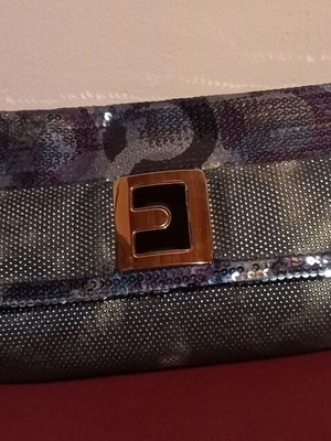 Clutch bag like new with blue and silver sequins