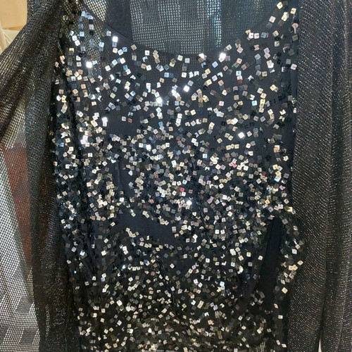 Long-sleeve blouse used with sequins black