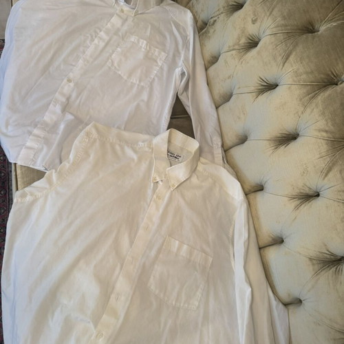 Men's cotton dress shirts set of 2, white and cream, XL, like new