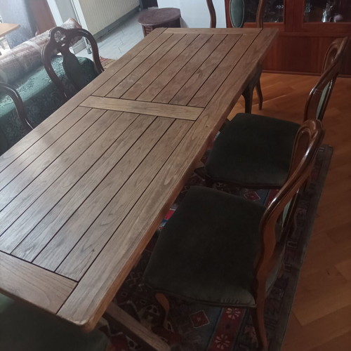 Monastic teak dining table, rectangular, solid wood