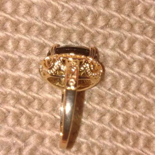 Isaura ring new with yellow gold plating and smoky quartz stone