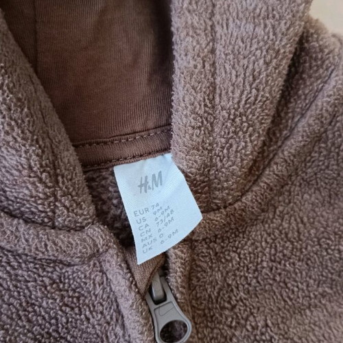 Ολόσωμο φορμάκι H&M βρεφικό φλις μέγεθος 74 σαν καινούργιο καφέ με φερμουάρ