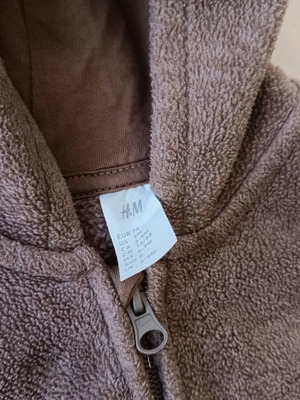 Ολόσωμο φορμάκι H&M βρεφικό φλις μέγεθος 74 σαν καινούργιο καφέ με φερμουάρ