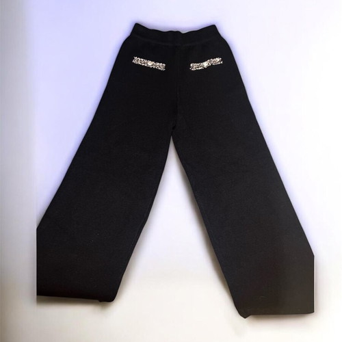 Knitted pants new, black with decorative pockets