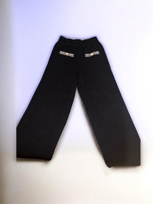 Knitted pants new, black with decorative pockets