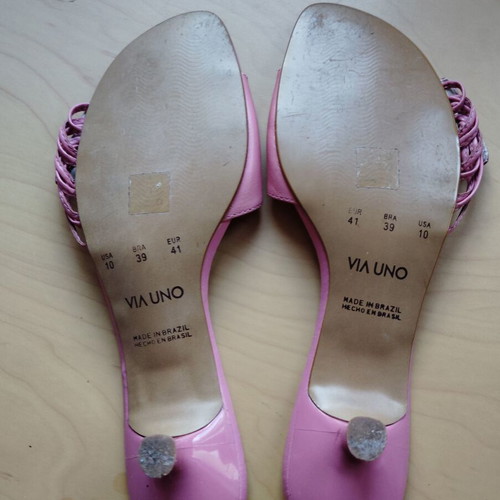 Pink slippers natural leather like new, size 41
