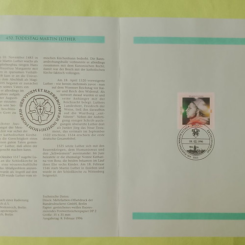 German stamp 1996 with first day Bonn postmark, like new