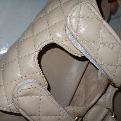 Quilted sandals used, beige, size 38