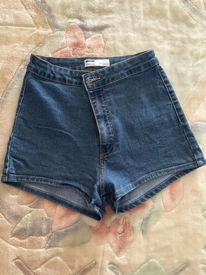 Bershka women's blue denim shorts like new, size S, short