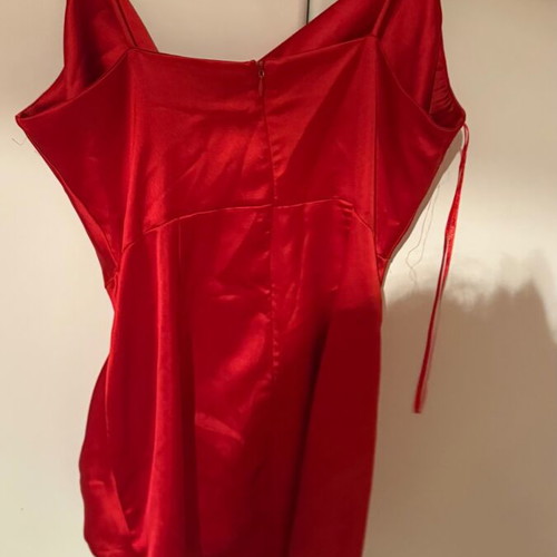 Zara red satin mini dress, size L
