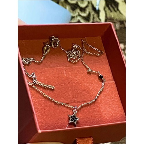 Silver necklace with rose gold plating and black zircon, like new
