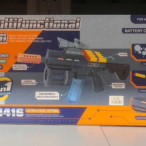Multifunctional M416 Toy Gun new with soft darts and bubbles