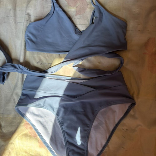 Shein women's two-piece swimsuit new, size M, dove gray and blue