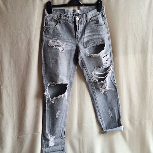 One Teaspoon W27 Awesome Baggies Grey Distressed Jeans like new, S/M