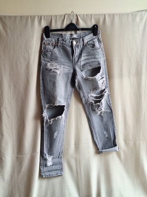 One Teaspoon W27 Awesome Baggies γκρι distressed τζιν παντελόνι σαν καινούργιο, S/M