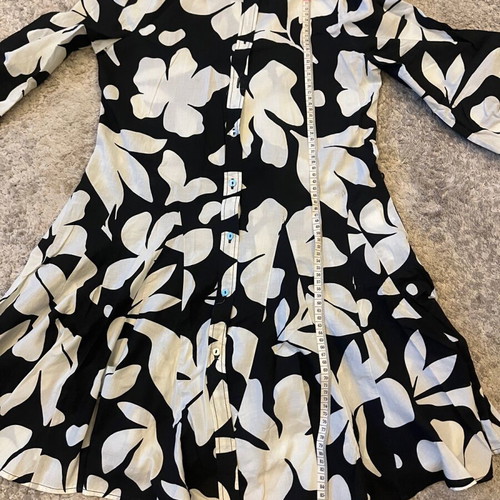 Stradivarius Floral Shirt Dress XS like new, black and white