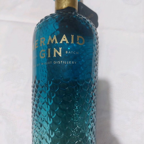 Mermaid Gin bottle used, empty, handmade design