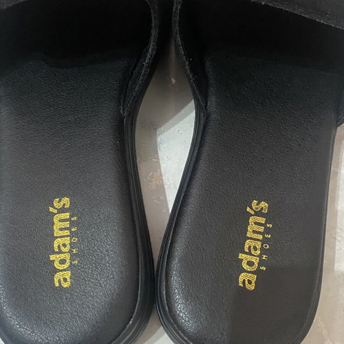 Adam's Shoes women's black sandals size 36 with gold chain and rhinestones, like new