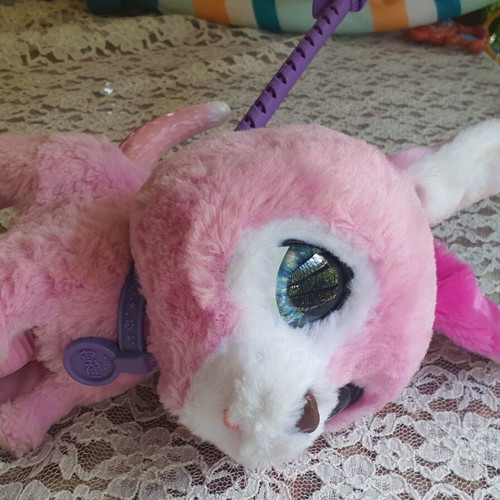 Plush dog with stick like new, barking toy