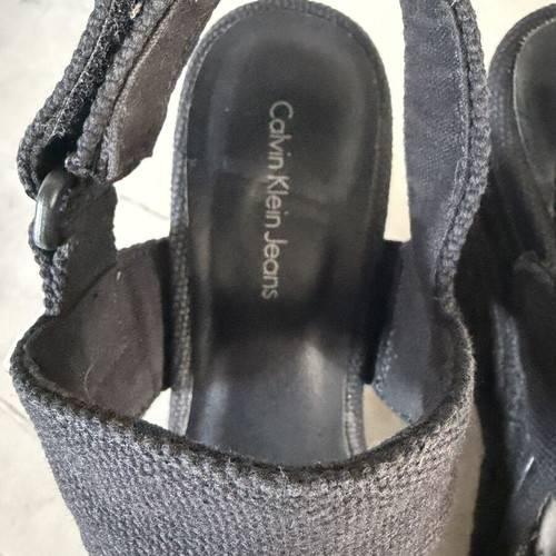 Calvin Klein Jeans Black Wedge Sandals Size 38 like new