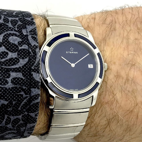 Eterna watch new unisex with blue-black dial and sapphire crystal