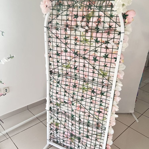 Arch with artificial flowers 60 x 150 cm new, white and pink
