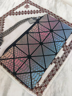 Small modern colorful clutch bag with chain and zipper new