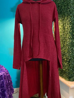 Bordeaux tunic hoodie dress used with hood and pocket