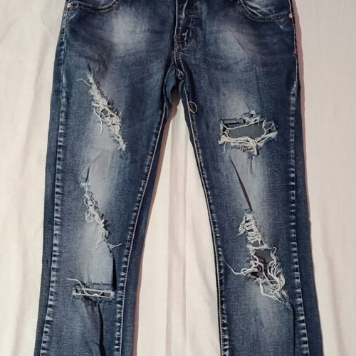 Denim salopette M with star pattern and adjustable straps