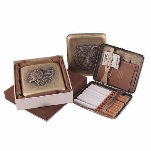 Metal cigarette case for 20 cigarettes with 3 embossed designs new
